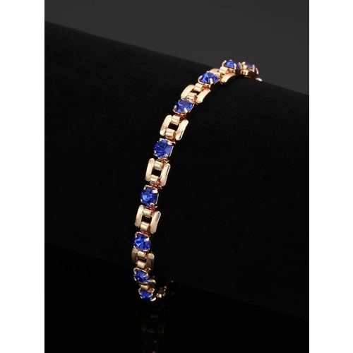 Браслет-цепочка Babilon, искусственный камень, размер 20 см, диаметр 6 см, золотистый, синий браслет женский браслет на руку бижутерия браслет модный молодёжный на руку многослойный бежевый