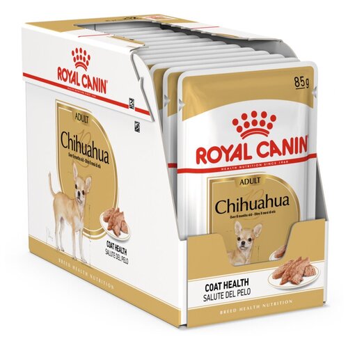 royal canin chihuahua adult полнорационный сухой корм для взрослых собак породы чихуахуа 1 5 кг Влажный корм для собак Royal Canin для здоровья кожи и шерсти 1 уп. х 12 шт. х 85 г