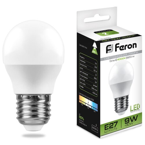 Лампа светодиодная Feron LB-550 25805, E27, G45, 9Вт, 4000 К