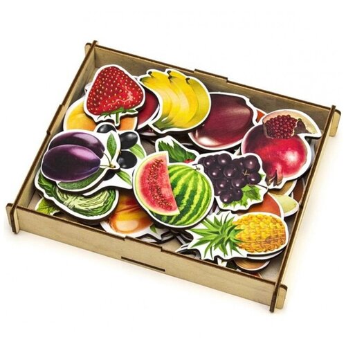 фото Развивающее пособие из дерева пазл-набор овощи, фрукты, ягоды woodland