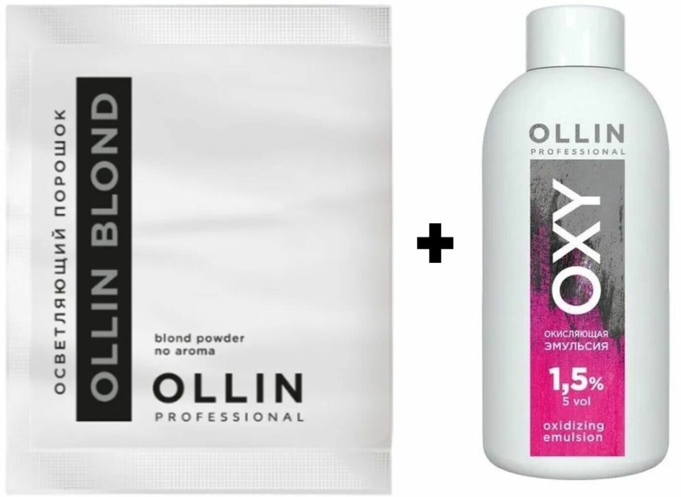 Ollin Набор Осветляющий порошок голубого цвета OLLIN BLOND Color 30 г и Oxy Окислитель, оксид для красителя 1.5%, 90мл