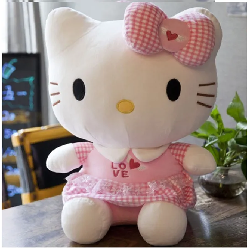 Мягкая игрушка Кошка- Китти (Hello Kitty) в розовом клетчатом платье.