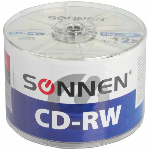 Диск CD-RWSONNEN700 Mb 4-12x, 50 шт. sonnen диск cd rw sonnen 700 mb 4 12x slim case 1 штука 512579 15 уп