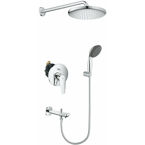 Душевая система с изливом Grohe BauEdge New Tempesta Cosmopolitan 250, хром излив для смесителя grohe concetto 13281001 с переключателем хром