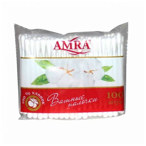 amra amra ватные палочки пакет Ватные палочки Amra, 100 шт., пакет