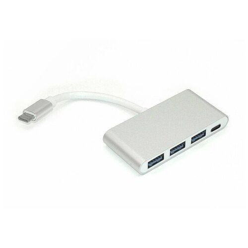 Адаптер Type-C на USB 3.0x3, Type-С для MacBook серебристый