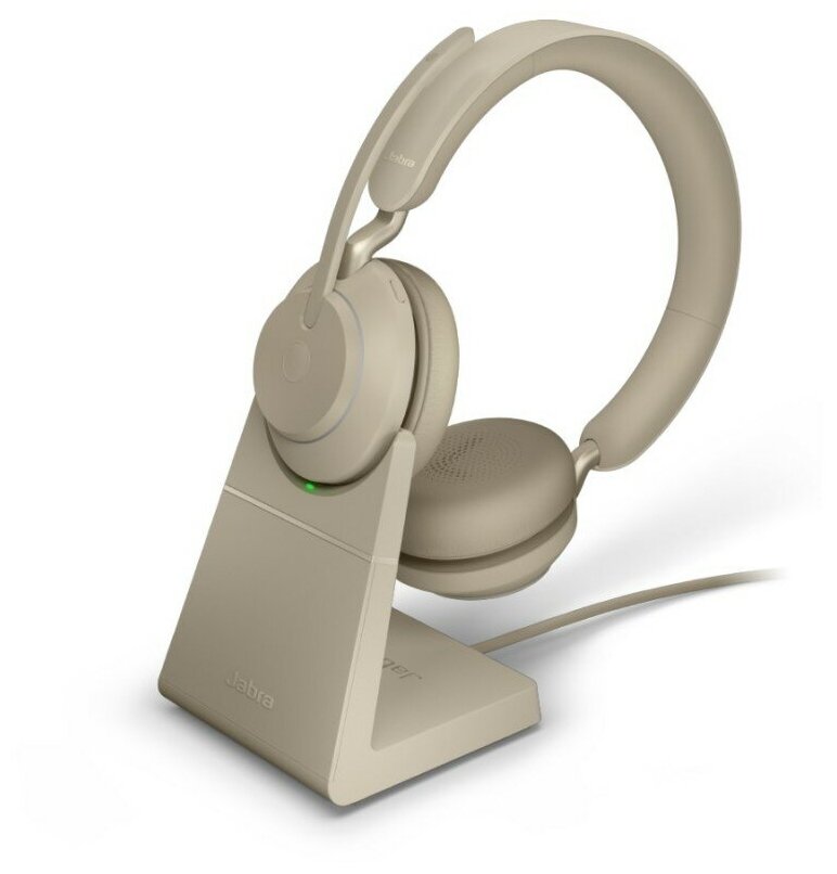 Jabra Evolve2 65; Link380c MS Stereo Stand Beige [26599-999-888] - Беспроводная стерео гарнитура; MS; USB-C+зарядная подставка