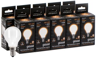 Упаковка светодиодных ламп 10 шт. gauss 105201105, E14, 5Вт, 2700 К