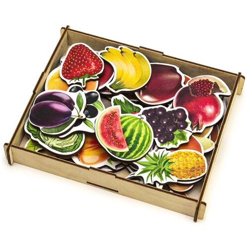 фото Развивающее пособие из дерева пазл-набор овощи, фрукты, ягоды woodland