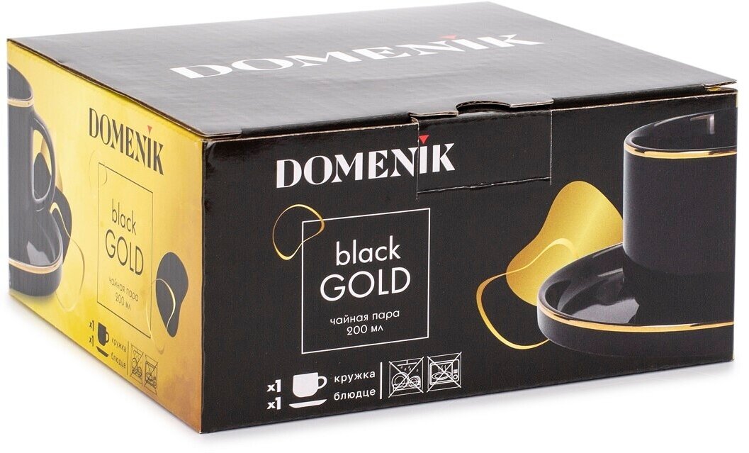 чашка с блюдцем DOMENIK Black Gold 200мл фарфор - фото №8