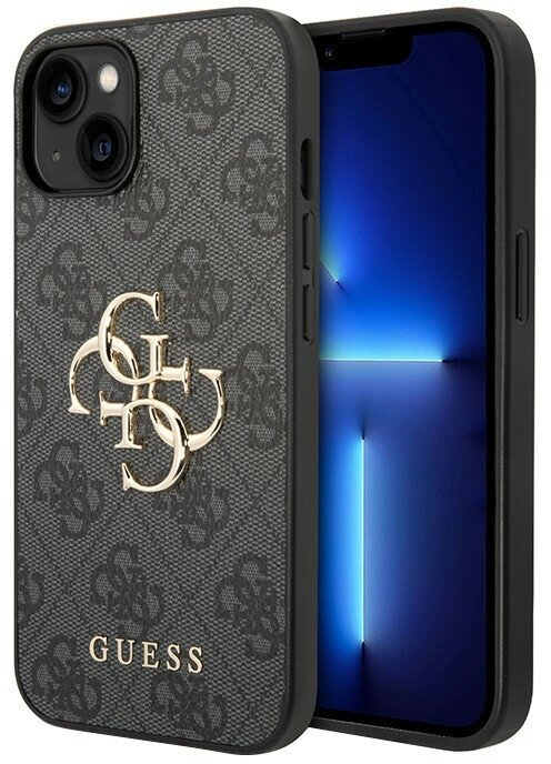 Чехол для iPhone 14 Guess PU 4G Big metal logo Hard Grey (GUHCP14S4GMGGR)