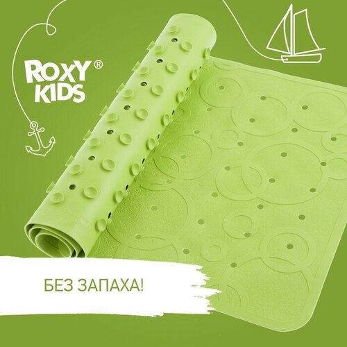 Roxy-kids Антискользящий резиновый коврик для ванны ROXY-KIDS 34,5х76 см салатовый (с отверстиями) коврик детский roxy kids антискользящий резиновый коврик для ванны с отверстиями