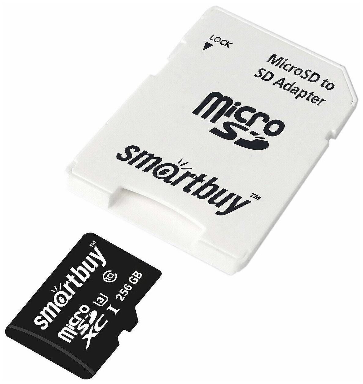 Карта памяти SmartBuy MicroSDXC 256GB UHS-1, Class 10, скорость чтения 90Мб/сек (с адаптером SD)