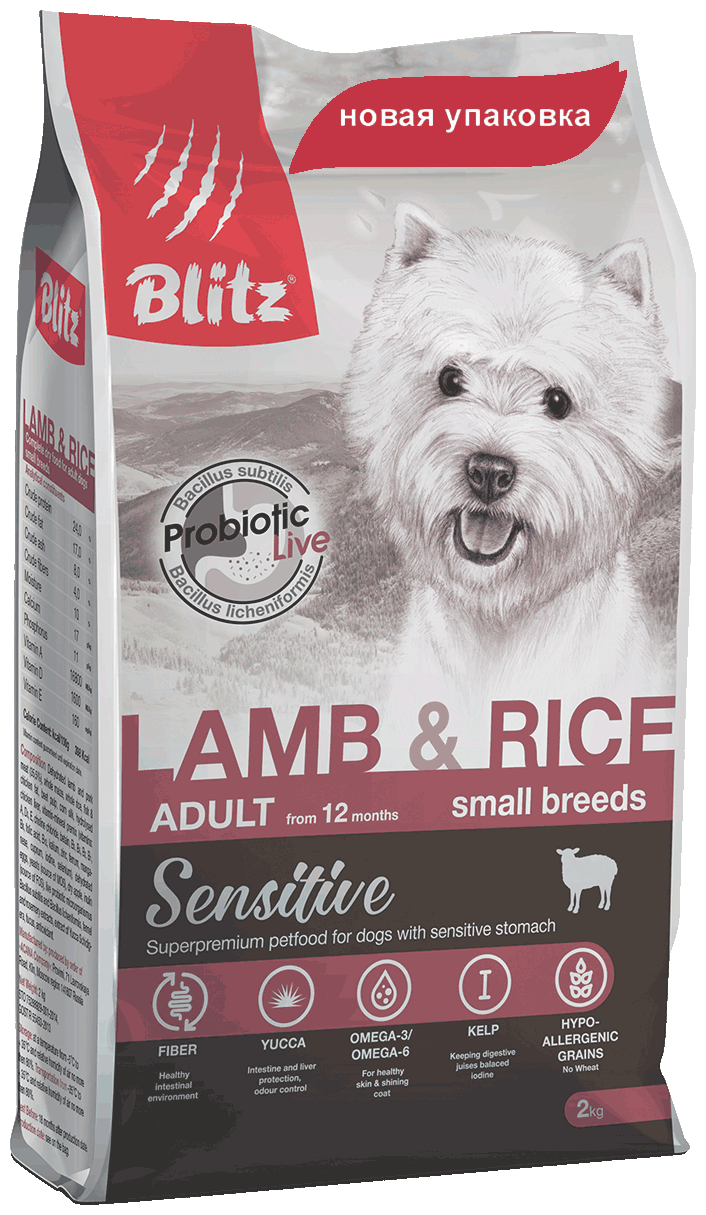 Сухой корм для собак Blitz Lamb & Rice Small Breeds Adult 2 кг - фото №1