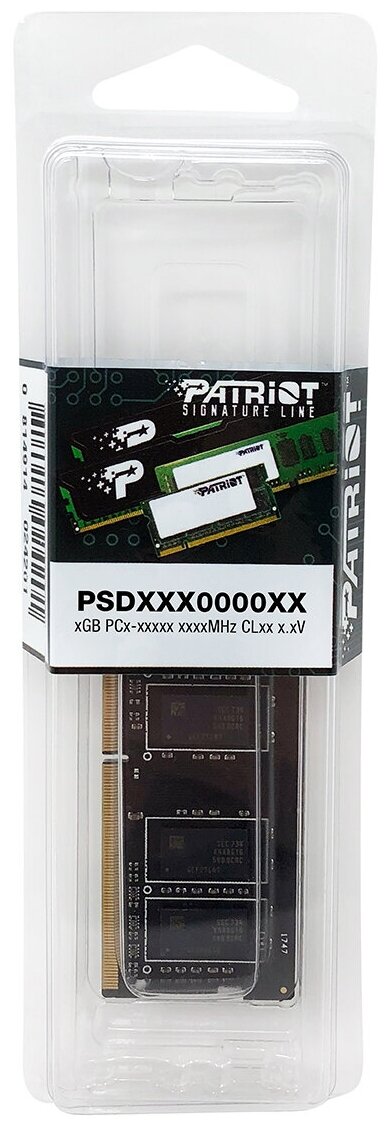 Оперативная память Patriot Signature DDR4 - 8GB, 2666 МГц, SO-DIMM, CL19, RTL (psd48g266681s)