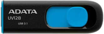 Флешка ADATA DashDrive UV128 32 GB, 1 шт., черный/голубой