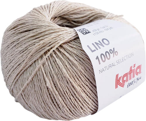 Пряжа Lino 100% Katia, 50гр/150м, 100%лен, цвет 07 светло-бежевый, 1 моток.