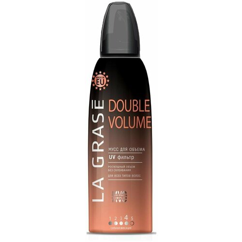 Мусс для волос La Grase Double Volume,150 мл мусс для укладки волос la grase double volume супер объем lift up 150мл