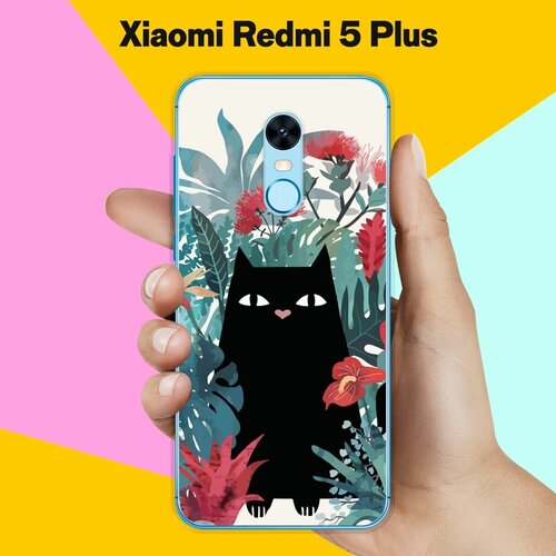 Силиконовый чехол на Xiaomi Redmi 5 Plus Черный кот / для Сяоми Редми 5 Плюс