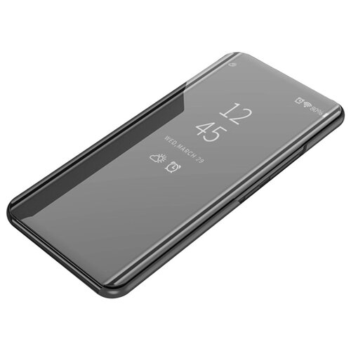 фото Пластиковый зеркальный чехол книжка для samsung galaxy m11/a11 с полупрозрачной крышкой для уведомлений черный 100gadgets