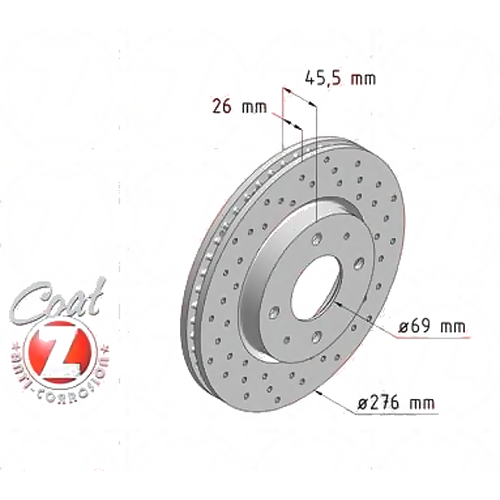 ZIMMERMANN 380.2168.52 (MR510742) диск тормозной спортивный ( за 1 шт.) (Комплект 2 штуки)