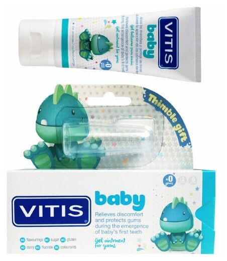Паста-гель зубная VITIS детская 0-2 года с напальчником, нейтральный вкус Baby, 30 мл