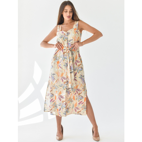 фото Сарафан текстильный край, размер 44, бежевый