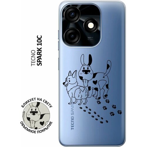 Силиконовый чехол с принтом Funny doggies для Tecno Spark 10C / Техно Спарк 10С силиконовый чехол черные ромбы на tecno spark 10c техно спарк 10с с эффектом блика