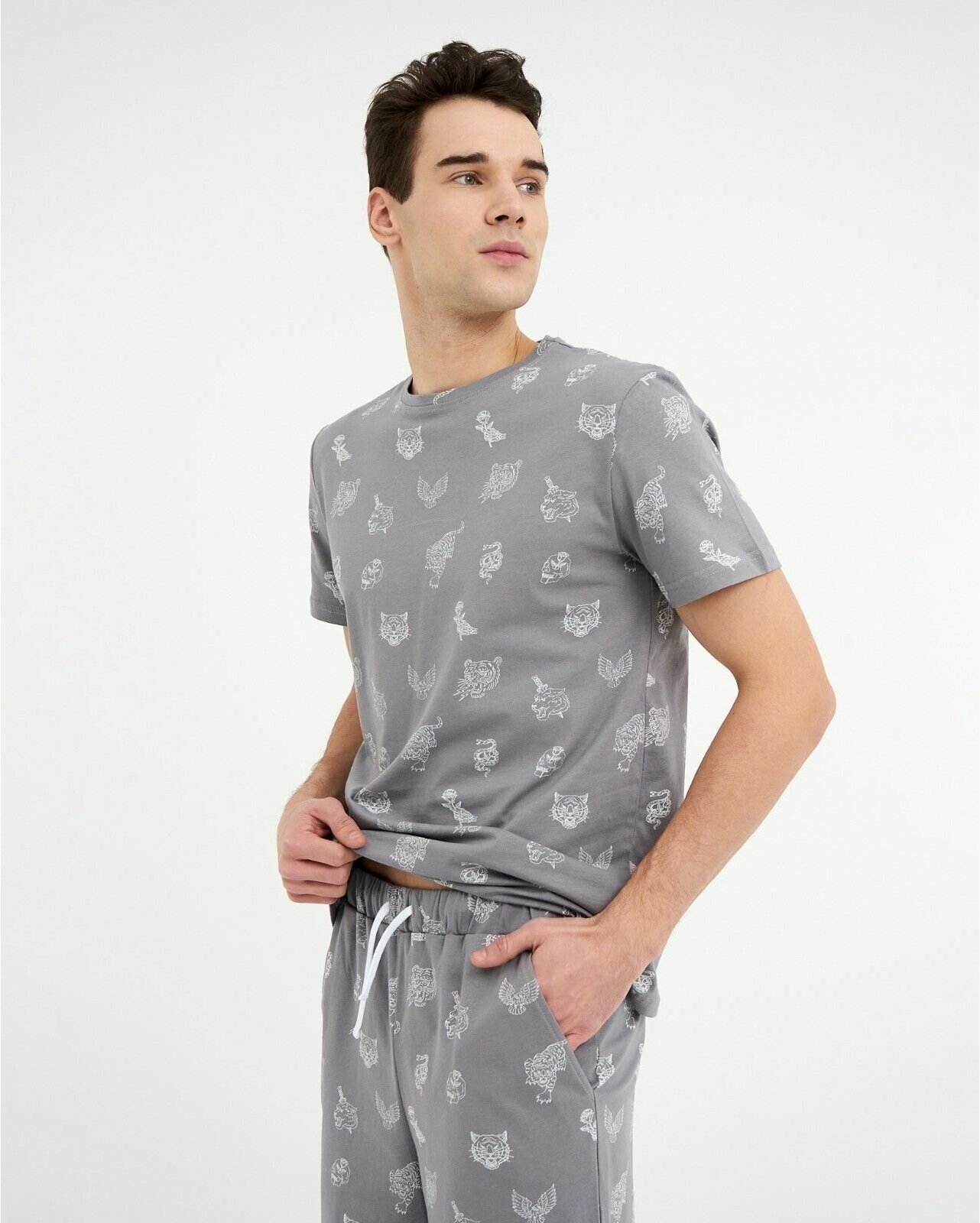 Пижама Kaftan, шорты, футболка, размер 50, серый - фотография № 5