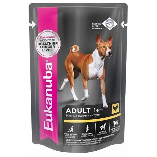 EUKANUBA ADULT ALL BREED CHICKEN пауч влажный корм для взрослых собак всех пород, курица в соусе 24х100г