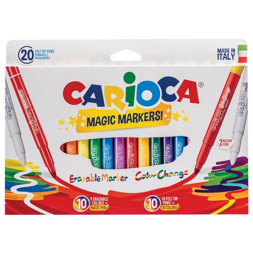 41369 Фломастеры меняющие цвет/стираемые Carioca Magic Markers, 18цв+2, 20 шт, картон, европодвес