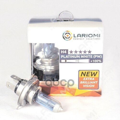 Лампа Галогенная H4 12V 60/55W P43t Platinum White (+100) (Коробка 2 Шт.) LARIOMI арт. LB1113PW