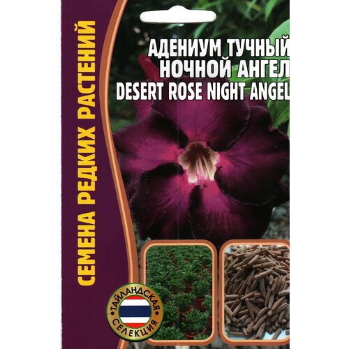 Адениум ночной ангел/ Desert rose night angel, комнатный многолетник ( 1 уп: 3 семени )