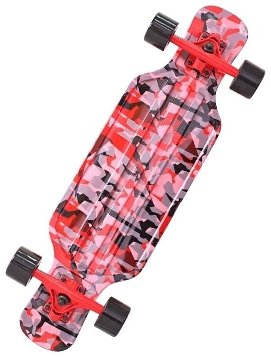 408-Ch Скейтборд Y-SCOO Longboard Shark TIR 31 пластик 79х22 с сумкой CHAOS RED black