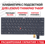Клавиатура (keyboard) PK1310A1B00 для ноутбука Lenovo ThinkPad T460P, черная с подсветкой - изображение