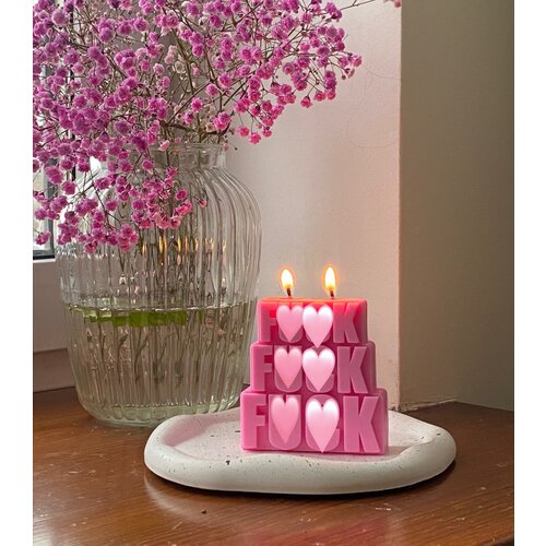 Свеча ароматическая Triple f mini pink/розовая свеча с ароматом бергамота 9 см DEMETRA CANDLES