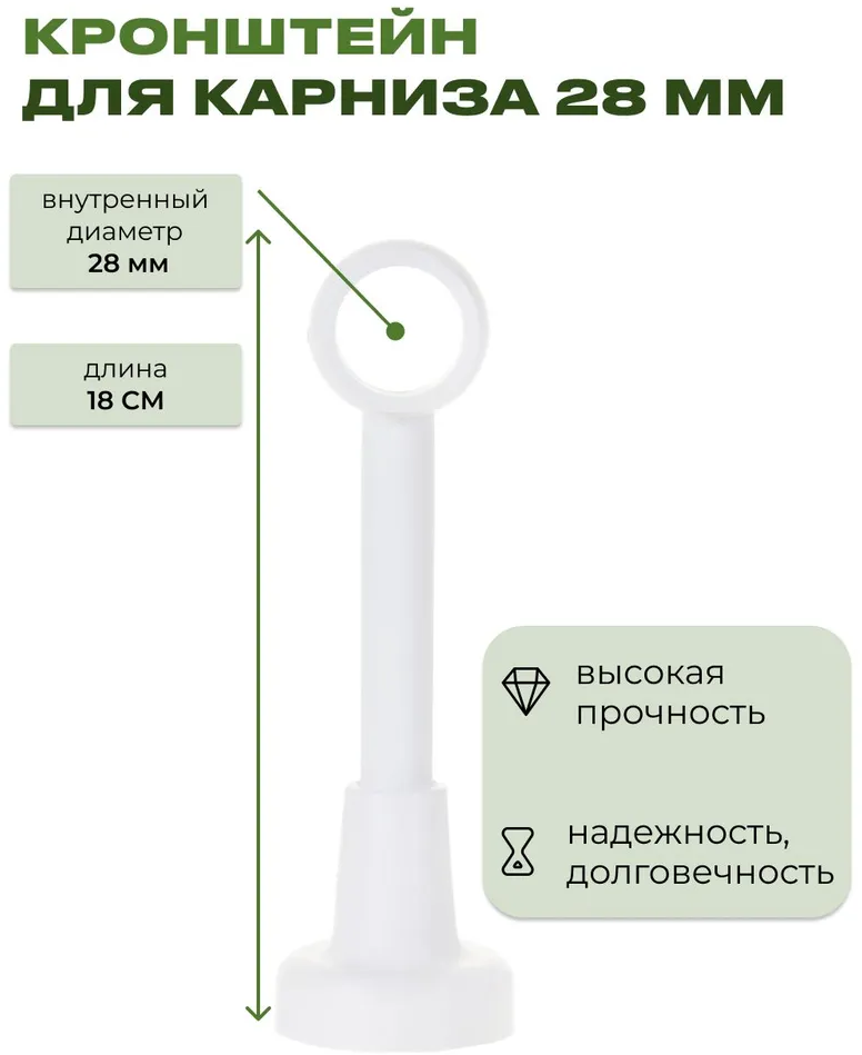 Кронштейн для круглого карниза Д 28 белый пластик