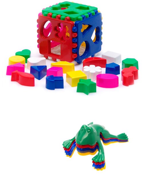 Развивающая игрушка Karolina toys Кубик логический большой + Команда КВА №1, разноцветный