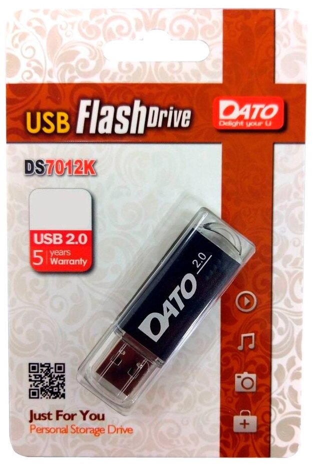 Флеш Диск Dato 16Gb DS7012 DS7012K-16G USB2.0 черный