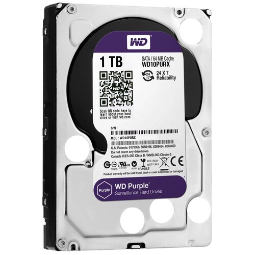 Жесткий диск Western Digital WD Purple 1 ТБ WD10PURX жесткий диск western digital wd purple 5 тб wd50purx