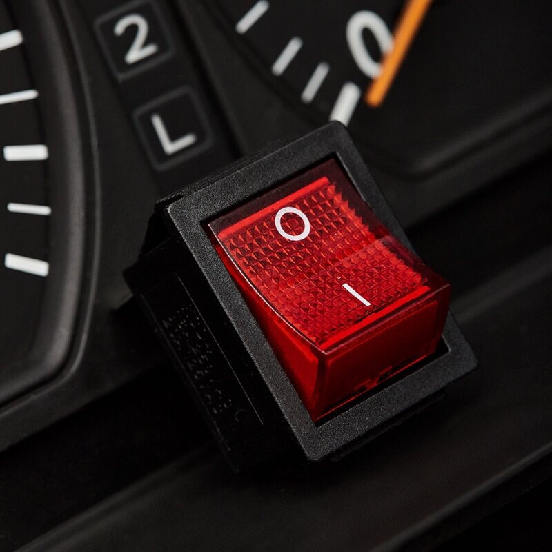 Выключатель клавишный ON-OFF с подсветкой и 2 контактами (16А) красный