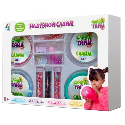 Слайм 1TOY 1 TOY Т17644 Слайм тайм. Надувной слайм (4 вида) с украшениями