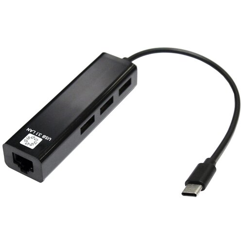 USB-концентратор 5bites UA3C-45-09BK, разъемов: 3, 10 см, черный внешняя сетевая карта ugreen 20254