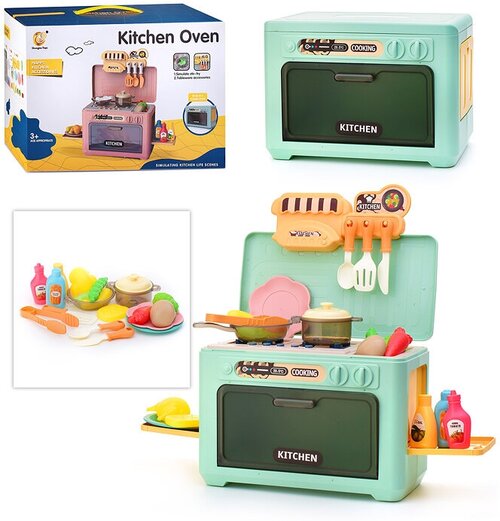 Кухня игрушечная детская с духовкой, посудой и продуктами (звук, свет, пар) / Игровой набор Oubaoloon 922 в коробке