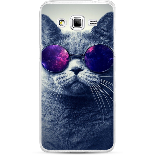 Силиконовый чехол на Samsung Galaxy J2 Prime 2016 / Самсунг Галакси Джей 2 Прайм 2016 Космический кот