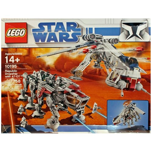 LEGO Star Wars 10195 Десантный корабль республиканцев и шагающий робот AT-OT, 1758 дет. fit 10195 1788pcs star spaceship wars republic dropship with at ot walker gunship model building blocks bricks toy gifts kid