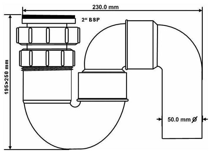 5259S Сифон трубный P/S-образный (2х50мм) - фотография № 2