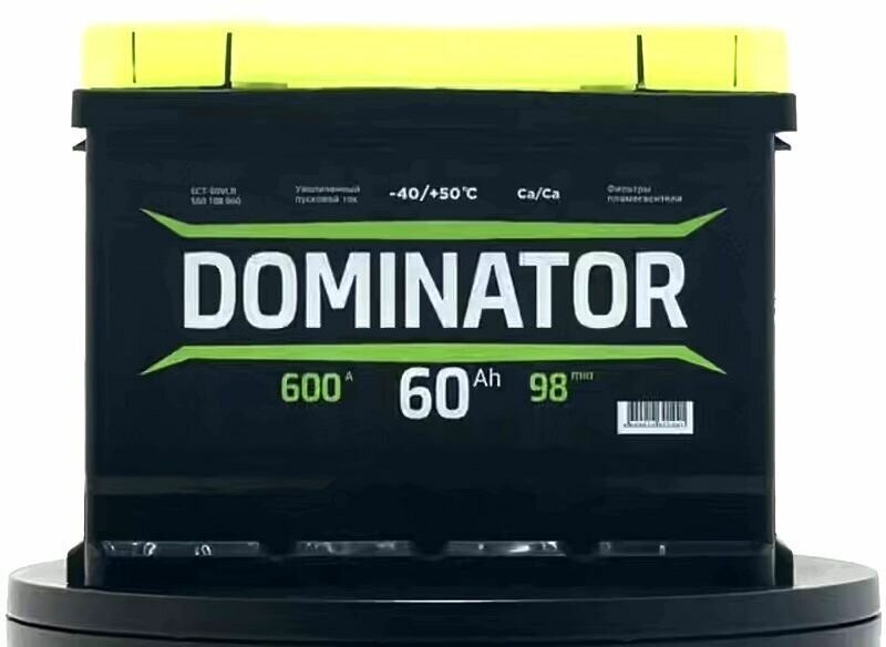 Автомобильный аккумулятор DOMINATOR 6ст- 60 (LR) обратная полярность