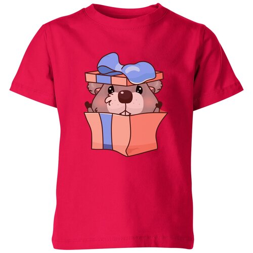 Детская футболка «Бобер в подарок» (164, синий)