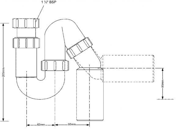 Сифон для раковины McAlpine трубный 40 мм (MRSK12-50) - фотография № 4